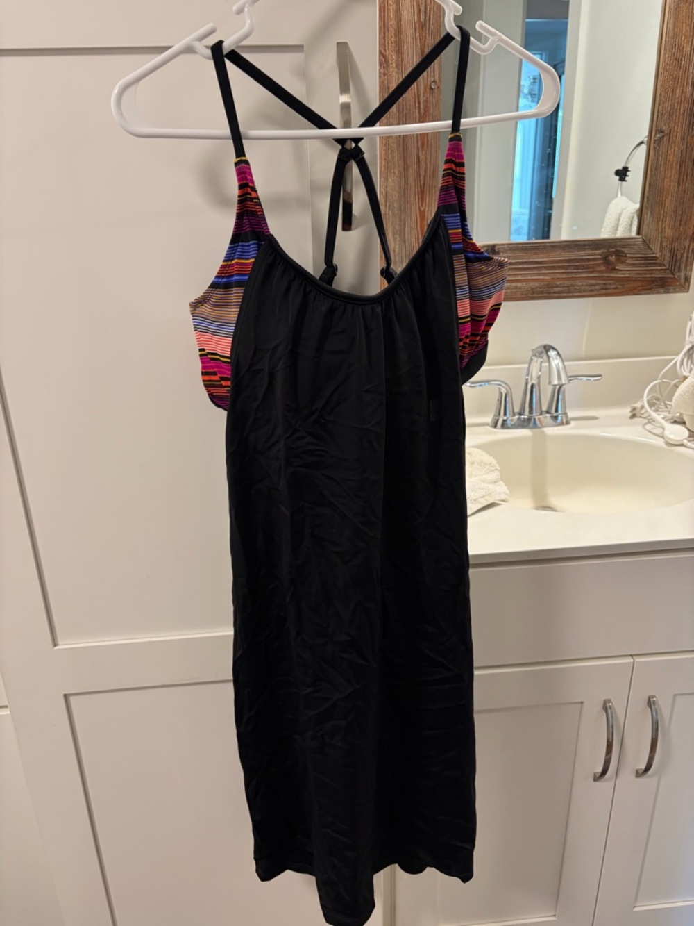 Athleta Swim dress with Colorful Stripe Bikini Top